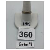 14K GOLD BAND, SIZE 9. 2.45 GRAMS