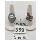 STERLING SILVER RINGS, MOTHER OF PEARL CABOCHON,