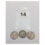 1928 S LIBERTY STANDING QUARTER WITH 2 OTHER WORN