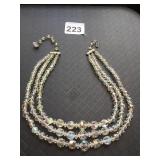 VTG THREE-STRAND IRIDESCENT CRYSTAL BEADED
