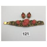 SELRO CORP BRACELET WITH ORANGE FACE INSETS GREEN