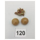 PIN DAMASCENE SHIP SPAIN  EARRINGS
