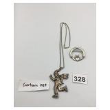 GORHAM VTG STERLING SILVER SKATER PENDANT ON