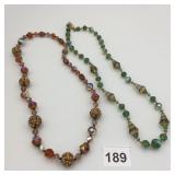 VENDOME VTG CRYSTAL BEAD NECKLACES, MULTI-COLOR