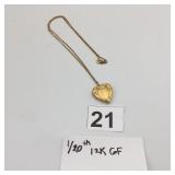 VTG HEART LOCKET PENDANT ON CHAIN, 1/20TH 12K