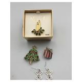 MONET HOLIDAY BROOCHES (2), ANGEL EARRINGS, GIFT