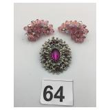 SARAH COVENTRY PIN SILVER TONE PURPLE STONES