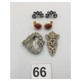 DECO RHINESTONE SHOE CLIP BELT BUCKLE PIECE HEART