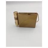 VTG GOLD-TONE METAL COMPACT W/ ATTACHED LIPSTICK