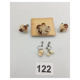 VINTAGE SEA SHELL PIN EAING SET SHELL EARRINGS