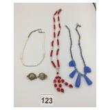 VTG COSTUME JEWELRY ASST: BLUE ART GLASS