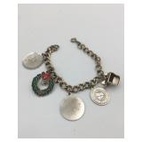 STERLING SILVER CHARM BRACELET W/ MULTIPLE CHARMS