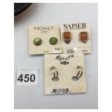 MONET AND NAPIER CLIP-ON EARRINGS, ASSORTED