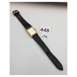 BENRUS VTG RECTANGULAR WRISTWATCH, 14K GOLD CASE,