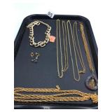 GROUP OF GOLD TONE CHAIN NECKLACES VARIOUS