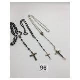 ROSARY BEADS CLEAR BLACK GLASS ITALY