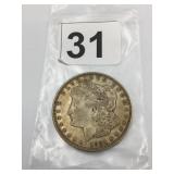 1921D MORGAN SILVER DOLLAR, US COIN.