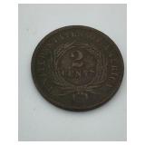 US 1865 TWO CENT PIECE, SHIELD TYPE.