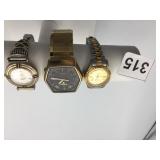 GRUEN QUARTZ WRISTWATCH, TWO-TONE LINK BRACELET,