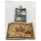 HONG KONG FIVE DOLLARS BANKNOTE, 1970, AND