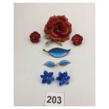 VTG STERLING DENMARK HANDMADE ENAMEL LEAF BROOCH