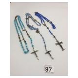 ROSARY BEADS COLORED STONES BLUES TURQUOISE WITH