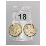 US KENNEDY HALF DOLLARS, 1964, (2).