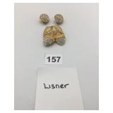 LISNER JEWELRY SET, ACORN BROOCH AND MATCHING