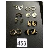 ASSORTED COSTUME EARRINGS, YIN YANG MOTIF, SKULL