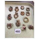 ASSORTED COSTUME BROOCHES, MOTHER HEART THEME,