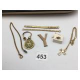 ASSORTED COSTUME JEWELRY, INCL TURTLE PIN, CROSS