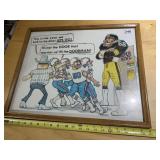 JAMES SPENCER FRAMED FOOTBALL CARTOON PRINT,