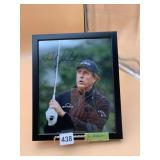 PHIL MICKELSON AUTOGRAPHED FRAMED GOLF PHOTO.
