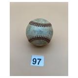 USED BASEBALL, RED STITCHING, FADED AUTOGRAPHS