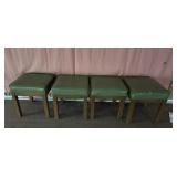 4 VINYL TOP WOOD LEG BENCHES ONE HAS TEAR
