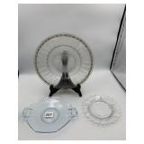 ASSORTED GLASS SERVING WARE, INCL. CAKE STAND W/