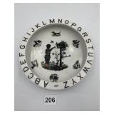 VTG ALPHABET CHILD'S PLATE, SILHOUETTE SCENE,