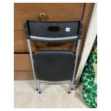 COSCO FOLDING CHAIR, BLACK PLASTIC SEAT AND BACK,
