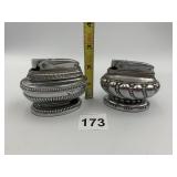 OMSCOLITE TABLE LIGHTERS, PR, SILVER-TONE METAL,