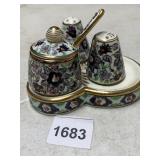 IKAROS POTTERY HAND-PAINTED CONDIMENT SET, RHODES