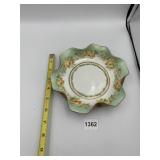 LIMOGES GIRAUD PORCELAIN BOWL, SCALLOPED RIM,