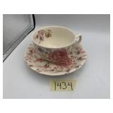 FLORAL PATTERN TEACUP AND SAUCER SET, CERAMIC.