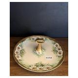 OHAMA HANDLED SERVING PLATE, DAISY MOTIF, GILT