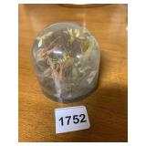 RESIN PAPERWEIGHT W/ EMBEDDED DRIED FLOWERS, DOME