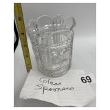 PRESSED GLASS SPOONER W/ SCALLOPED RIM, STARBURST