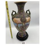DECORATIVE CERAMIC VASE, HAND-PAINTED FIGURES &