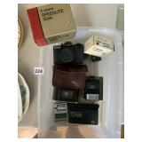 ASSORTED VTG CAMERA EQUIPMENT W/ CANON, KODAK,