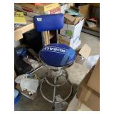 KOBALT SHOP STOOL, BLUE PADDED SEAT W/ BACKREST,