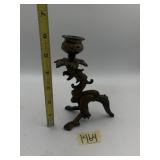 ORNATE METAL CANDLESTICK HOLDER, BRONZE-TONE