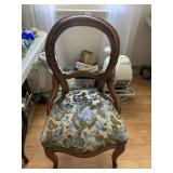 CARVED WOOD PARLOR CHAIR, OVAL BACK, FLORAL